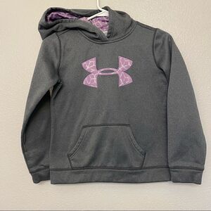 Under Armour Gray lavender logo storm Big Logo Hoodie pullover Girls YMD